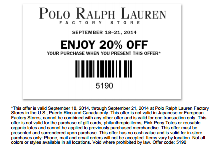 promo code for polo ralph lauren online