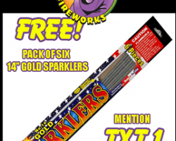 6 Free Gold Sparklers at Phantom Fireworks Stores