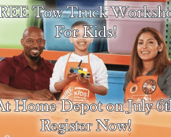 Free Tow Truck Workshop For Kids at Home Depot on July 6th