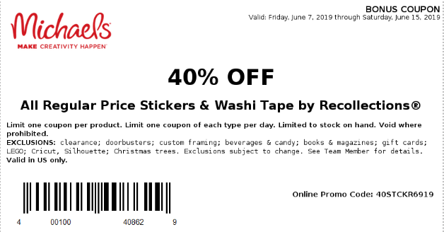 Michaels  Coupons for 1/1/15 & 1/2/15! - SHIP SAVES