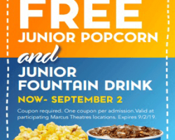 Free Junior Popcorn and Drink at Marcus Theaters