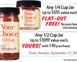 Free 1/4 Cup Jar (Your Choice) of Seasoning at Penzeys Spices Stores