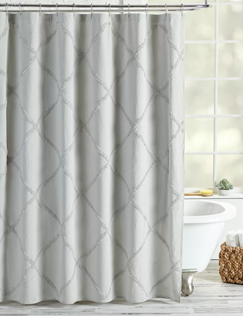 Agustin Lattice Cotton Geometric Single Shower Curtain