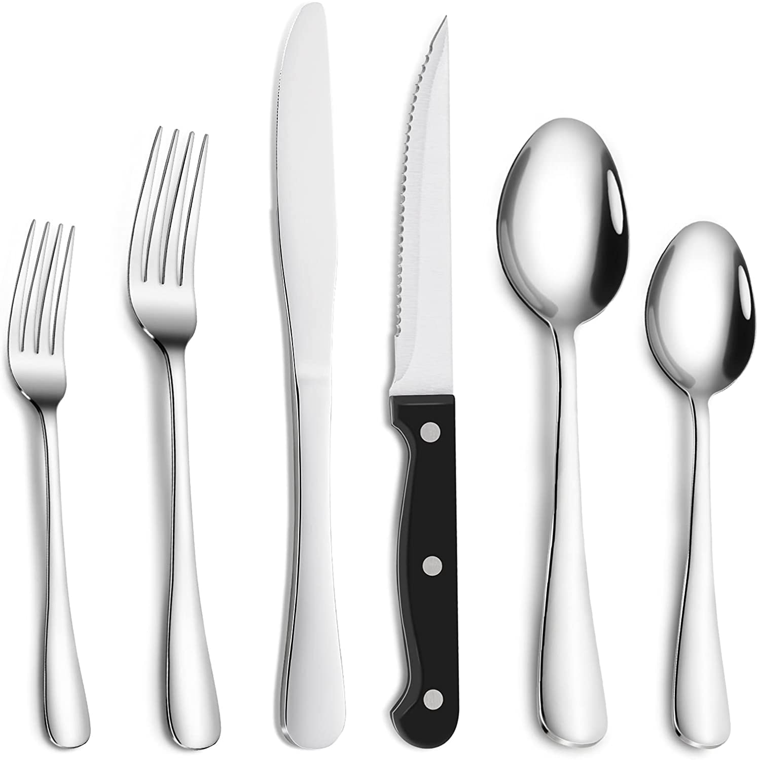 Cibeat 24-Piece Silverware Set with Steak Knives