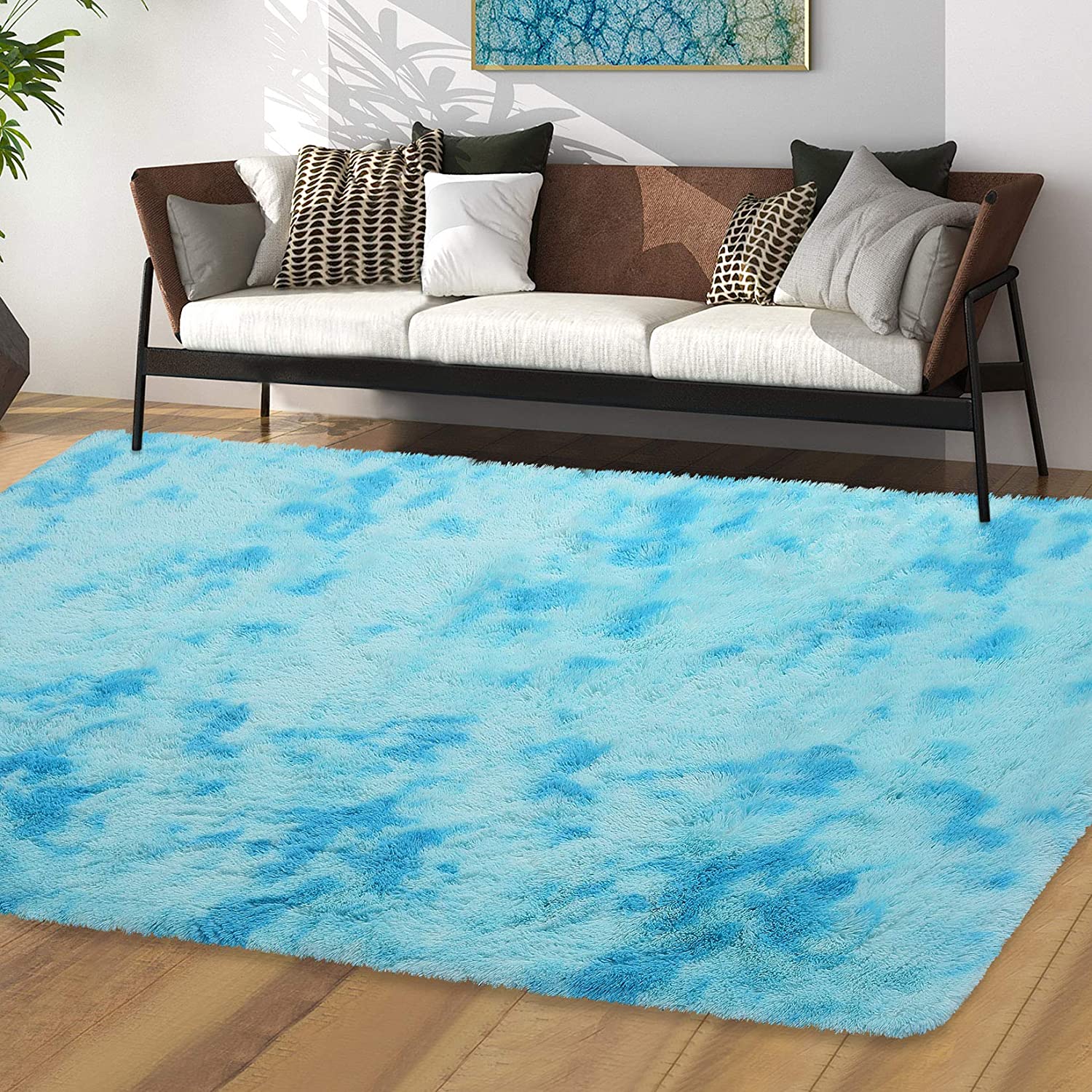 Blue/Pink Shaggy Rug