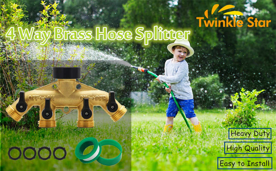 4 Way Heavy Duty Brass Garden Hose Splitter