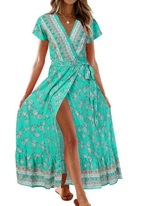 ZESICA Summer Bohemian Floral Beach Long Maxi Dress