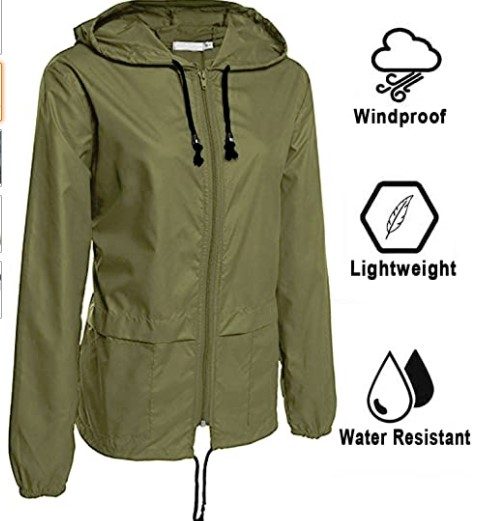 Women Lightweight Waterproof Rain Jacket