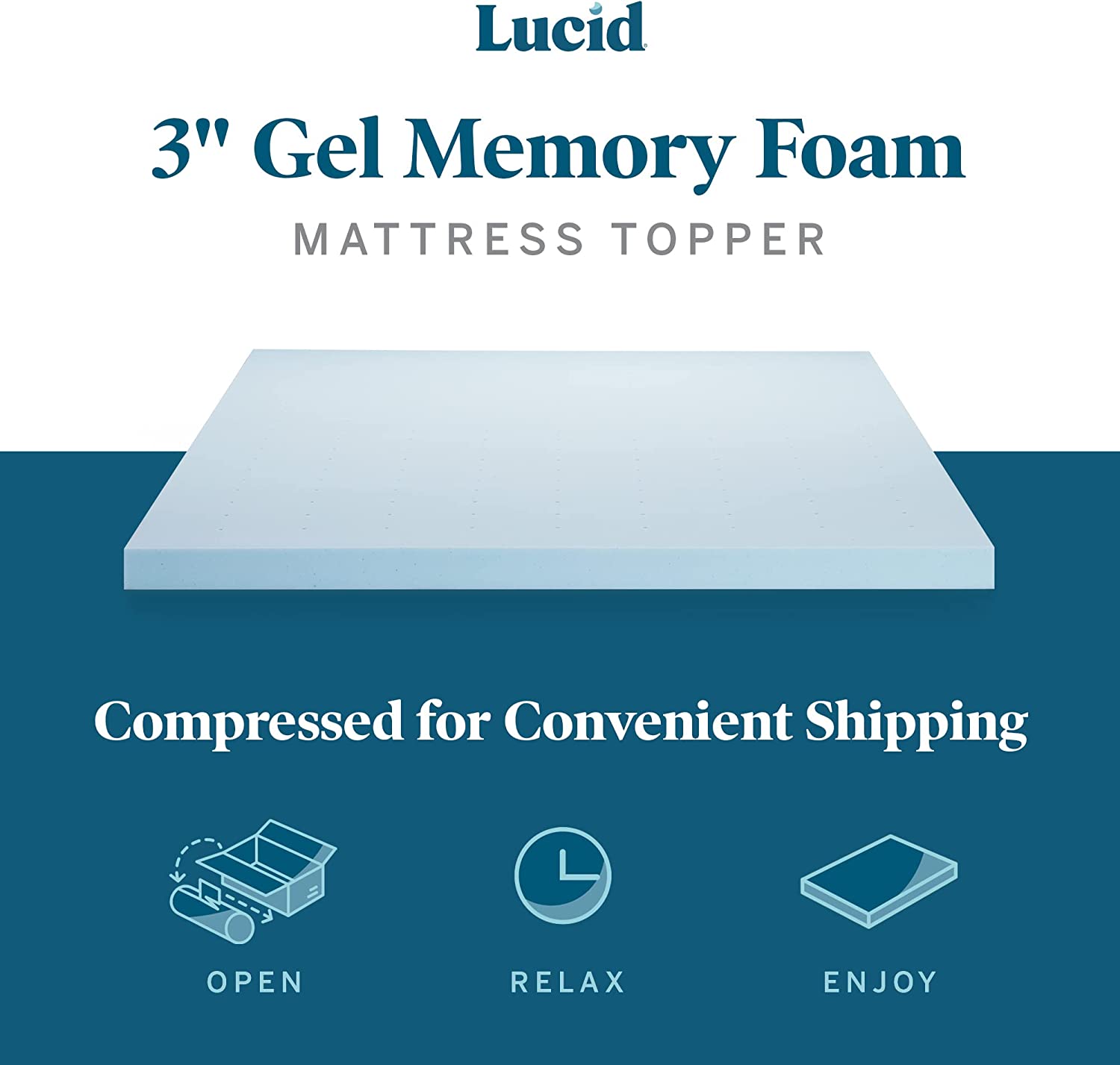 LUCID 3-inch Ventilated Gel Memory Foam