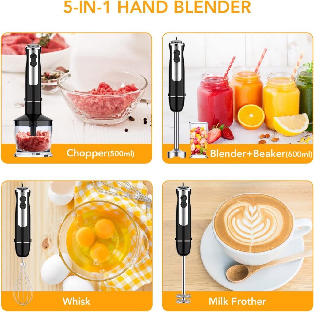 Adoolla Hand Blender 5in1 Immersion Handheld With MultiFunctions Now
