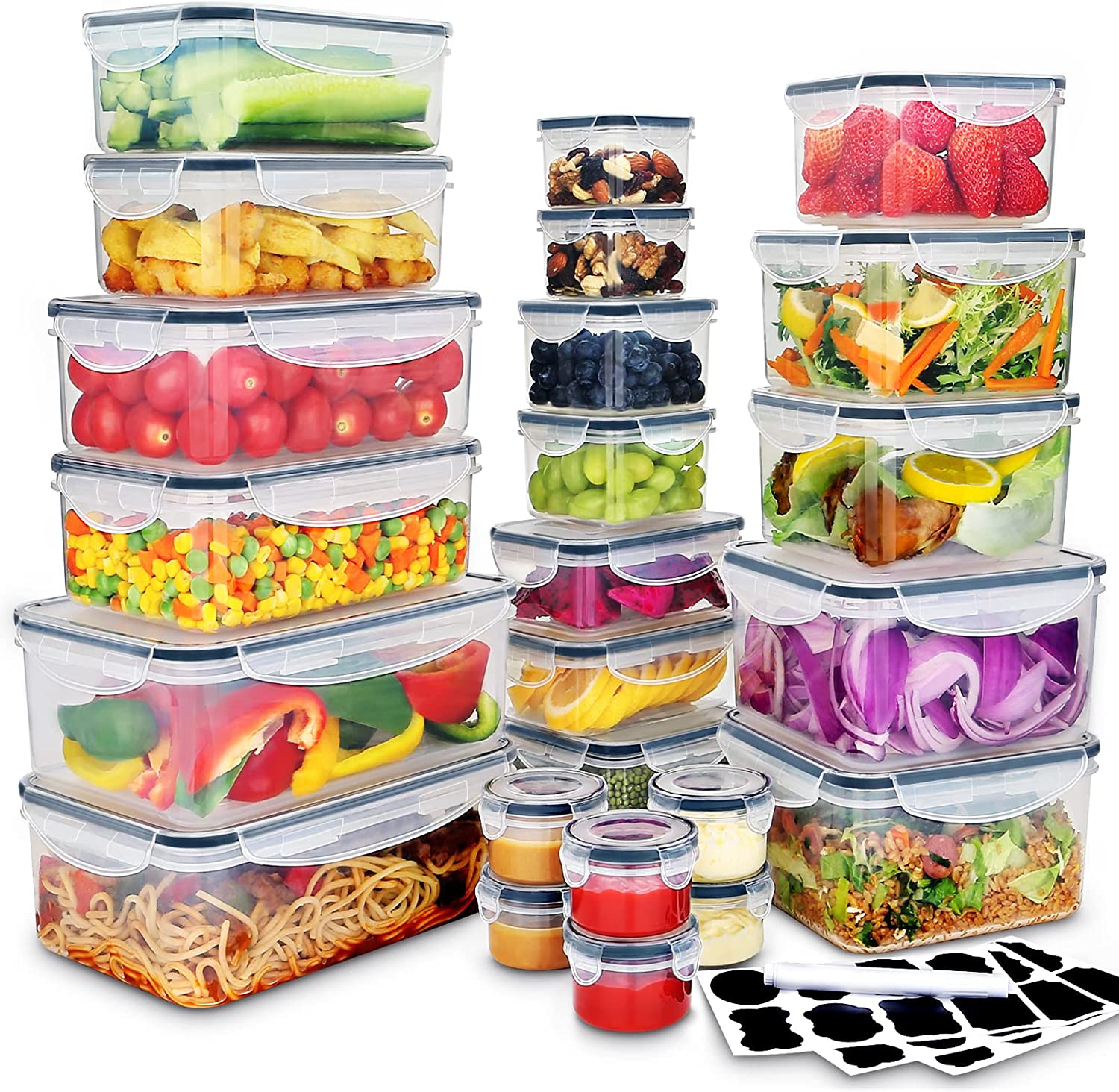 48 PCS Larger Food Storage Containers