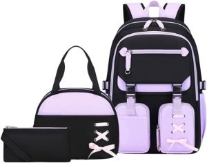 3pcs Cute Aesthetic Girls Backpack with Lunch Box Pencil Case Set