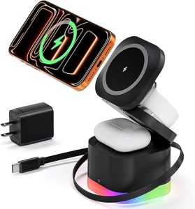 5 in 1 Magnetic Wireless Charger Stand with Night Light
