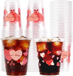 50 Pcs 12oz Valentine's Day Plastic Cups