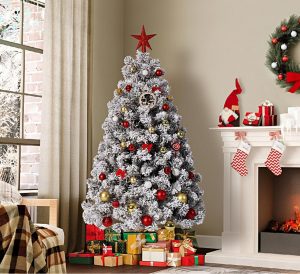 GARVEE 6-ft Pre-Lit Flocked Christmas Tree