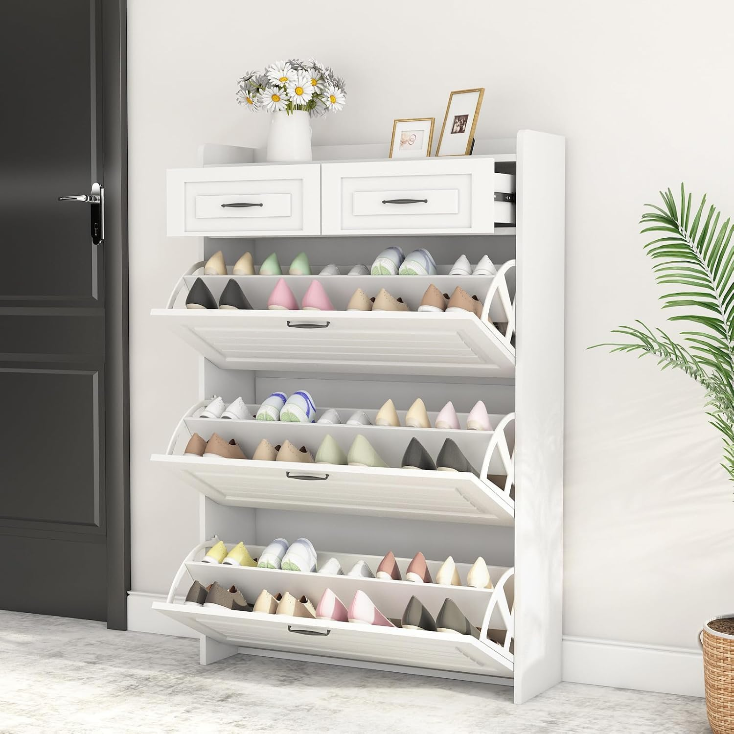 Narrow Hidden Shoes Organizer Cabinet