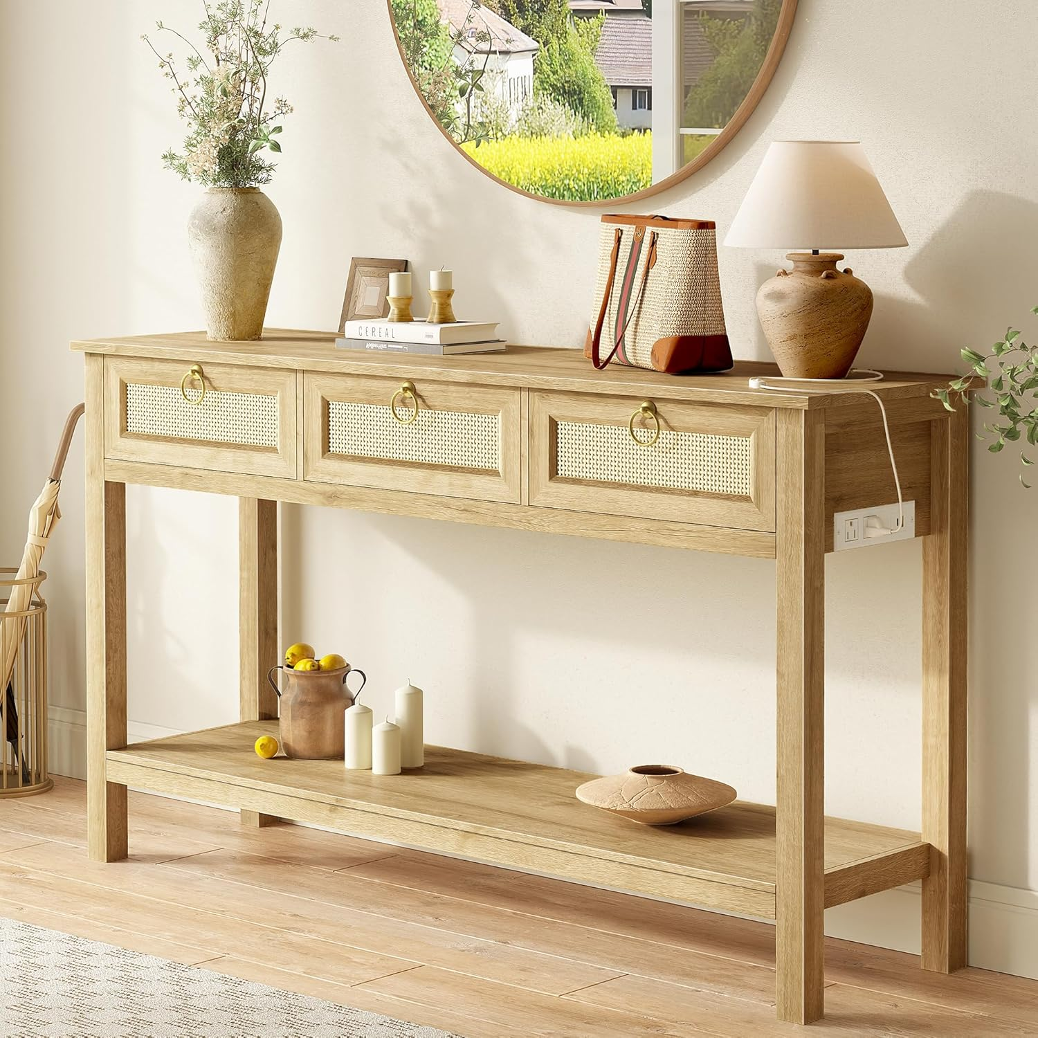 SUPERJARE-Console-Table-with-Outlets