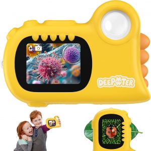 2 in 1 Microscope for Kids & Video Camera, Deepoter 1000X Digital Microscope with 2.0" Screen, Portable Handheld Kids Camera Toys, STEM Educational Science Kit Gifts for 3-12 Age Years Old Boys Girls