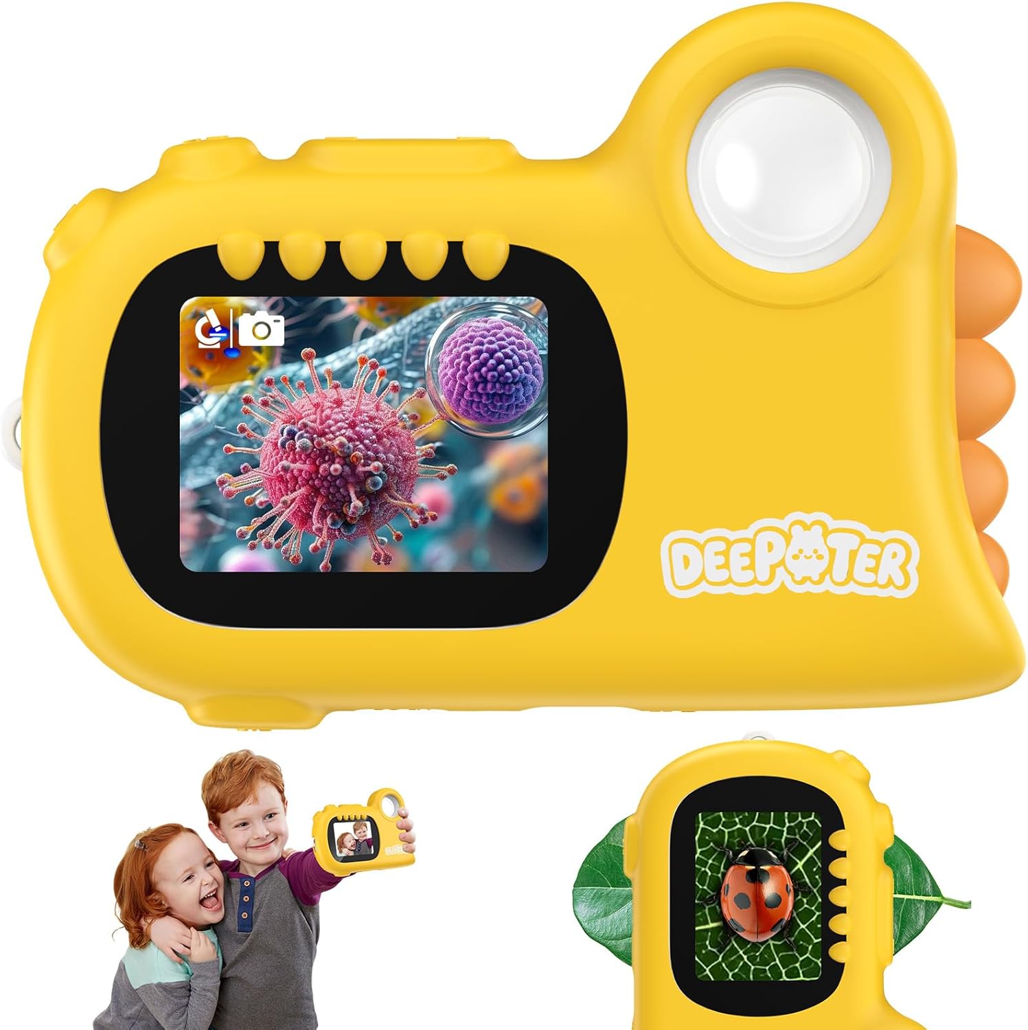 2 in 1 Microscope for Kids & Video Camera, Deepoter 1000X Digital Microscope with 2.0" Screen, Portable Handheld Kids Camera Toys, STEM Educational Science Kit Gifts for 3-12 Age Years Old Boys Girls
