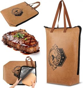 21in Insulated BBQ Blanket for Resting Meat, Heavy-Duty Meat Resting Bag with Wide Mouth for Briskets, Pork, Turkey, Moisture Retention - Smoker Accessories, BBQ Gifts for Men