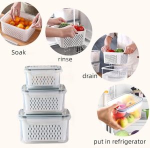 Aagglly 3 Pack Produce Saver Containers