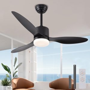 Ceiling Fans with Lights,42inch Black Ceiling Fan with Light and Remote Control,6 Speed,Reversible,Noiseless,3 Blades Ceiling Fans for Bedroom,Patio,Living Room,Indoor