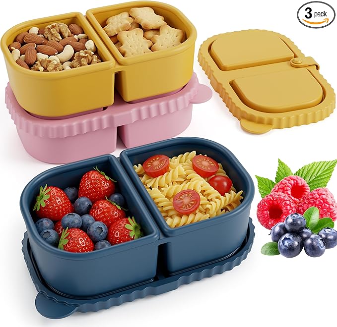 DRNKNSTX 3 Pack Reusable Silicone Snack Containers 