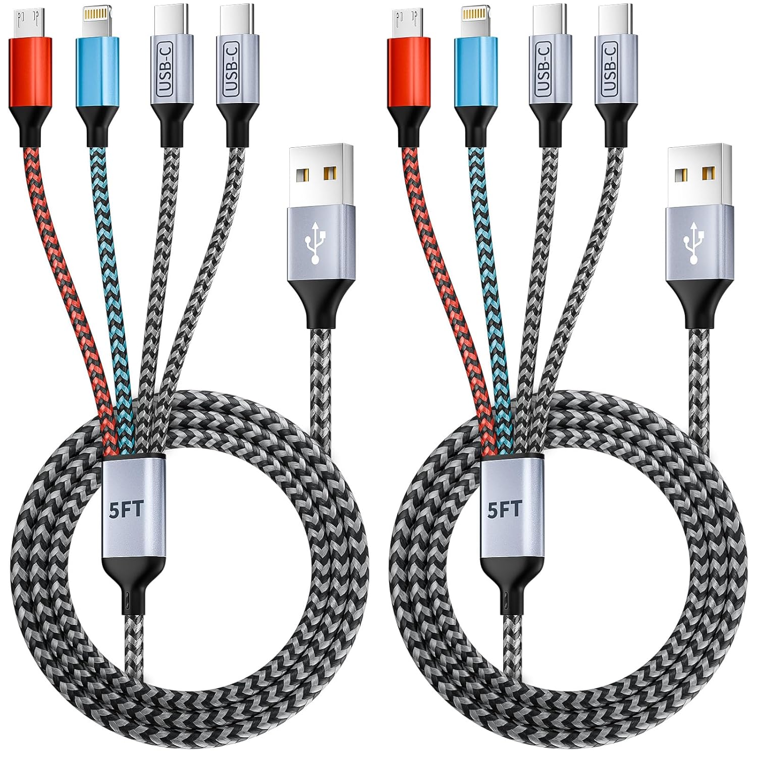 Dual Type-C Ports USB Multi Charging Cable Cord