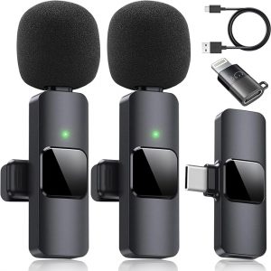 Dual Wireless Lavalier Microphone for iPhone, iPad - Perfect for Video Conferencing, Recording, and Live Streaming