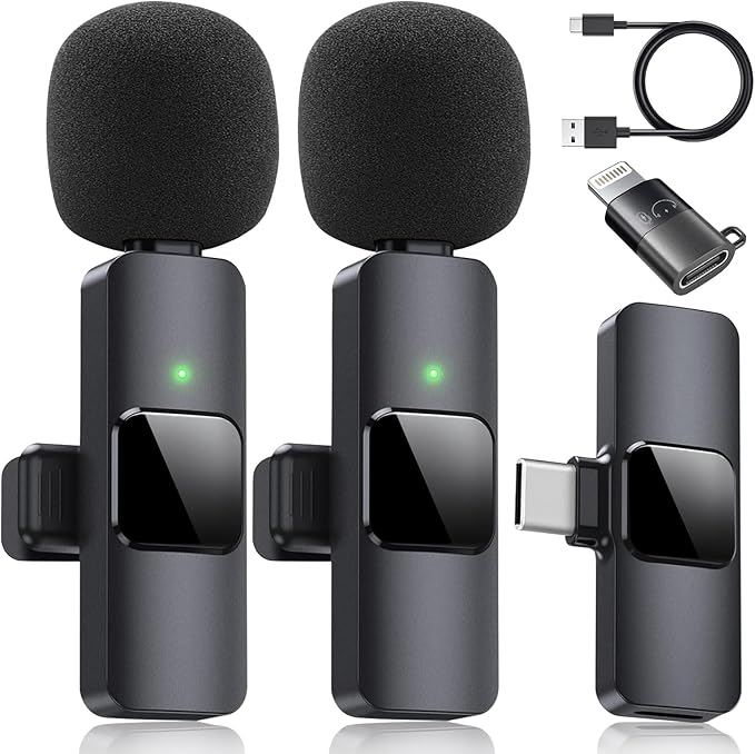 Dual Wireless Lavalier Microphone for iPhone, iPad - Perfect for Video Conferencing, Recording, and Live Streaming