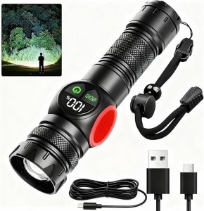 HAUSBELL S6000 Tactical Flashlight - 200,0000 Lumens Bright Magnetic Flashlight, IPX6 Waterproof, Zoomable - Rechargeable LED Flashlight for Camping, Hiking, Emergency - Includes Battery & Charger