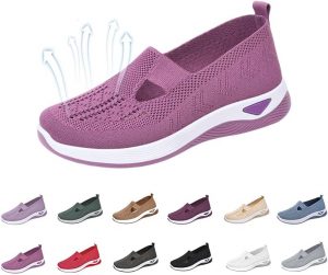 JollyPetal&Twig Orthopedic Shoes for Women,Women Wide Width Breathable Walking Comfortable Slip on Sneakers,Non Slip Arch Support Slip on Shoes