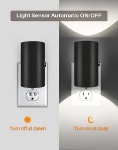 Night Lights Plug into Wall, LED Plug in Night Light with Light Sensor, 0-100LM Adjustable Brightness Wall Light, 5000K Daylight White, 2Pcs Dimmable Automatic Night Light for Hallway Bedroom Stairway