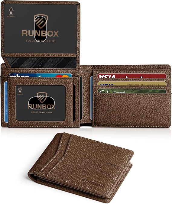 RUNBOX Wallet for Men Slim Rfid Leather