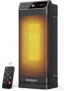 Space Heater, Electric Heaters for Indoor Use with Thermostat, Remote, 1-12H Timer, 70°Oscillation and Overheat Protection, 1500W PTC Ceramic Fast Safety Heat, Portable Heater for Office (Black)