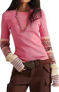 Women Waffle Knit Floral Cuffs