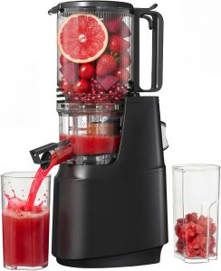 Cold Press Juicer, Juicer Machines with 5.3" Wide Feed Chute, Slow Masticating Juicer for High Yield with Whole Fruits and Vegetables (Black)