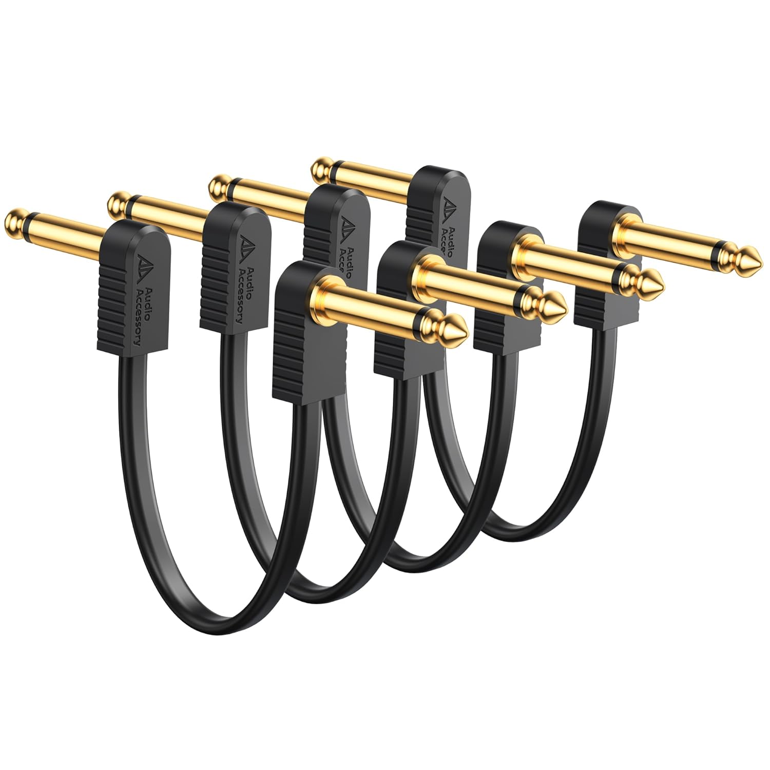 Kevlar Reinforced Guitar Pedal Cables 6 Inch 4-Pack, Built-To-Last, Noise-Free Design Quad-Layer Shielded, Gold-Plated Flat Ribbon Guitar Patch Cables for BOSS, MXR, Behringer Pedal