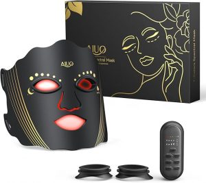 Red Light Therapy for Face, Led Face Mask Light Therapy with Rechargeable Remote, LED Face Mask Light Therapy at Home, Comfortable Red Light Therapy Mask, Black