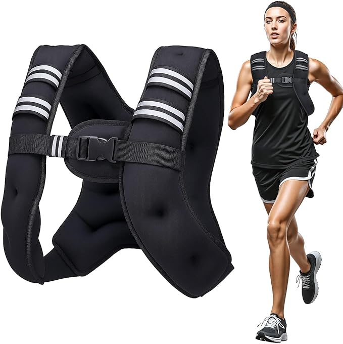 Weighted Vest for Men Women, 12lbs Adjustable Running Vest with Reflective Stripe, Comfortable Body Weight Vests for Workout, Strength Training, Running, Walking, Jogging