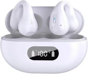 Wireless Bone Conduction Headphones, Open-Ear Design, Bluetooth 5.0, Sports Headset (White)