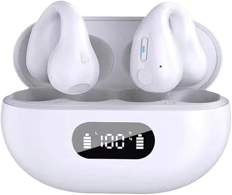 Wireless Bone Conduction Headphones, Open-Ear Design, Bluetooth 5.0, Sports Headset (White)