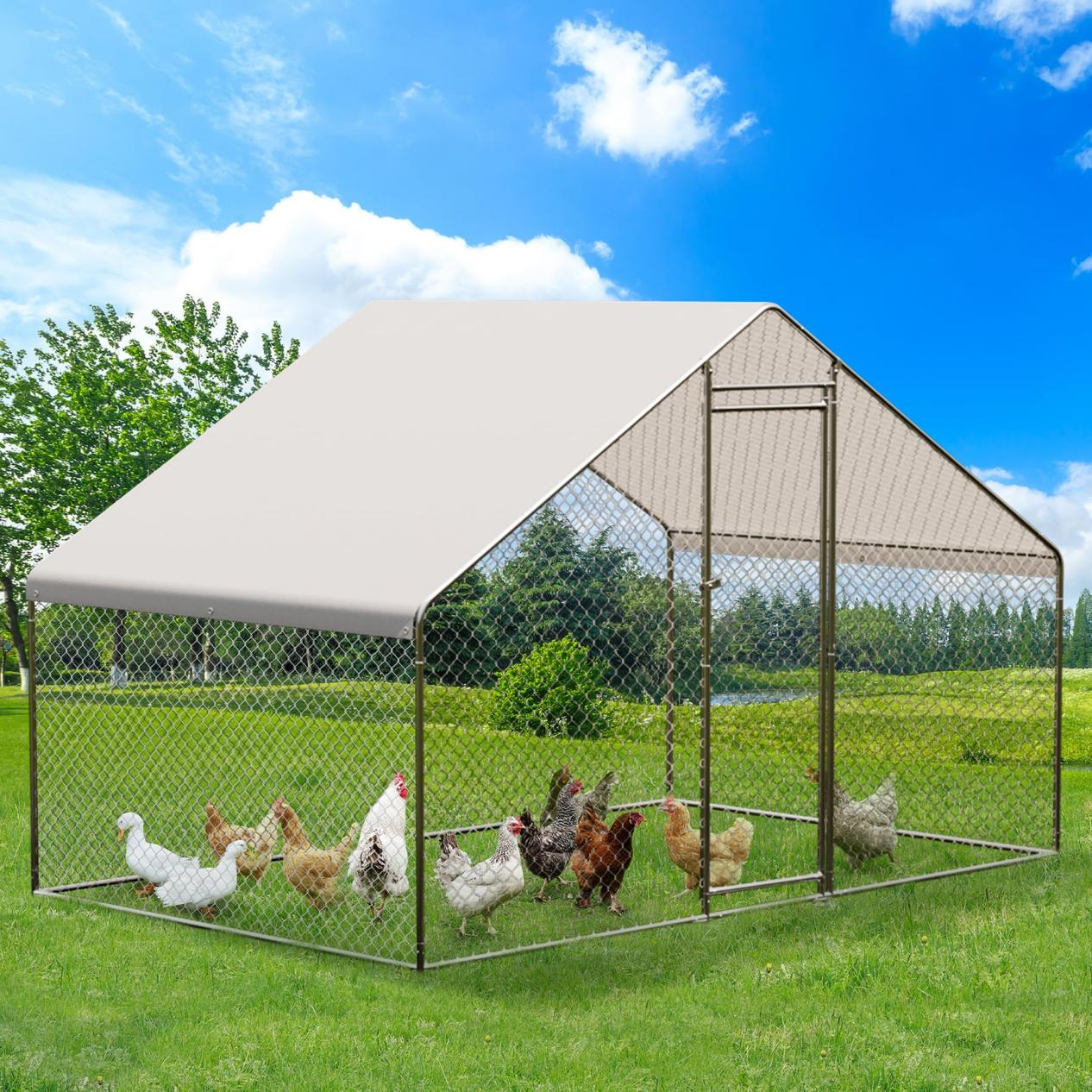 Garvee Large Metal Chicken Coop with Run