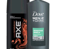 Free Dove Men+Care Sensitive Shield Body Wash and AXE Dark Temptation Body Spray Samples