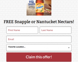 Bruegger’s Bagels – Free Snapple or Nantucket Nectars