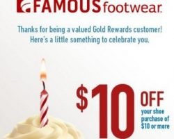 Famous Footwear – $10 Certificate On Your Birthday